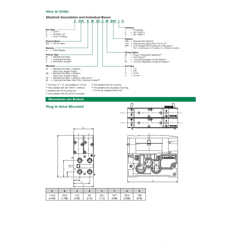 8503AMS22MA0010 NUMATICS/AVENTICS MANIFOLD BLOCK 503 SERIES 2 STA 1/4" NPT SIDE PORTS SZB (PTY)