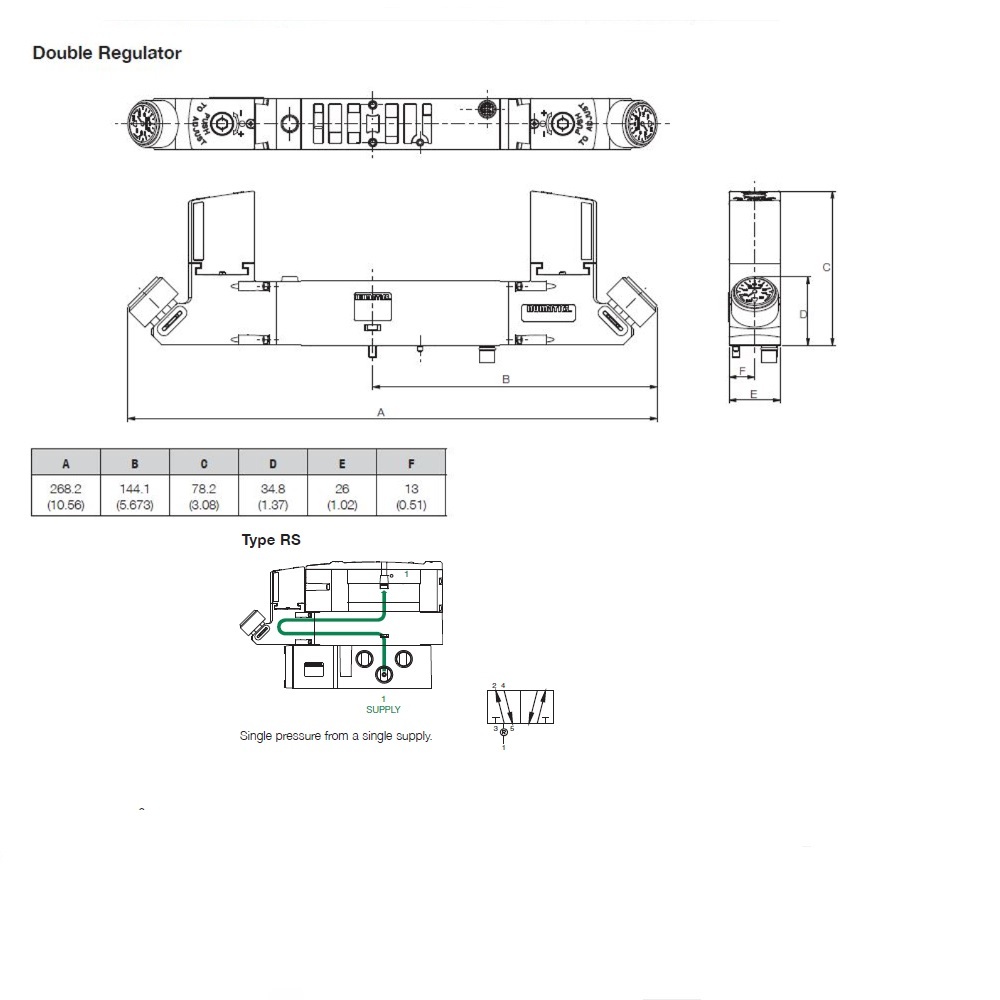 R503ARS12JA0020 NUMATICS/AVENTICS SANDWICH REGULATOR 503 SERIES SGL PR 0.7-9BAR (ISO 15407-2)