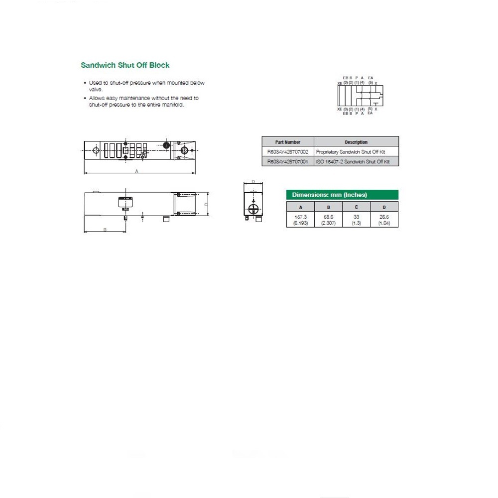 R503AY426707002 NUMATICS/AVENTICS SANDWICH SHUT OFF BLOCK 503 SERIES (PTY)