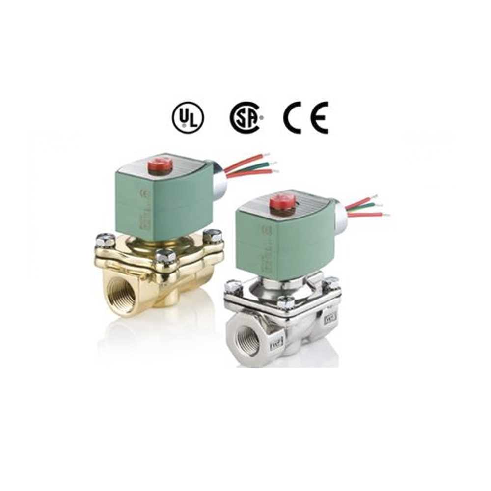 8210B054 120/60 ASCO BRASS SOLENOID VALVE 8210 SERIES 2/2 NO SPR RTN 120VAC, 13CV, 1" NPT