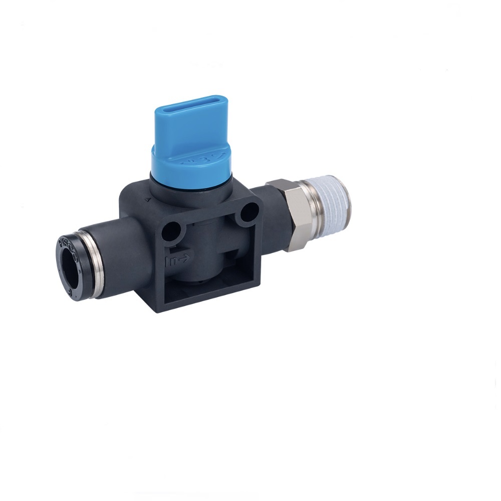 HV6-02 PISCO HAND VALVE 1/4" BSPT MALE X 6MM TUBE, KNOB ADJ