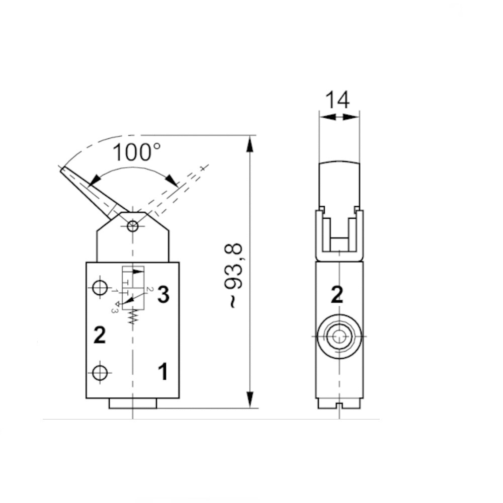 0820402105 NUMATICS/AVENTICS MECHANICAL VALVE AP SERIES 3/2 SPR RTN 1/8" G (HAND LEVER)