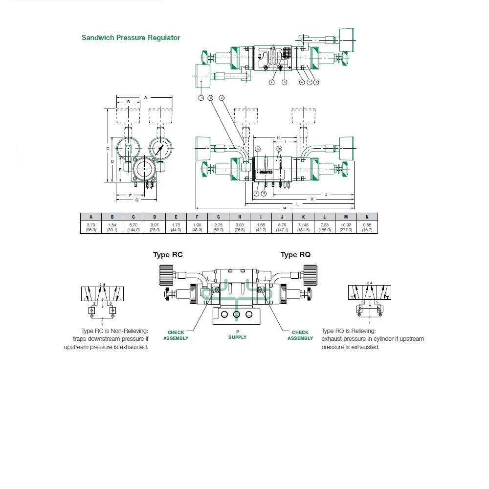 152RQ100J012H00 NUMATICS/AVENTICS SANDWICH REGULATOR MK15 SERIES DUAL PR/RC 10-130PSI, NO GAUGE