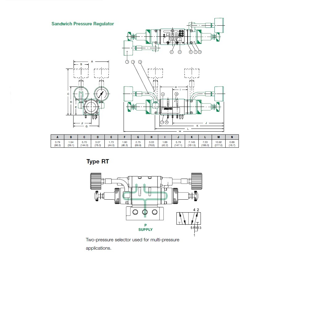 152RT100J000000 NUMATICS/AVENTICS SANDWICH REGULATOR MK15 SERIES 2 PR SEL 10-130PSI