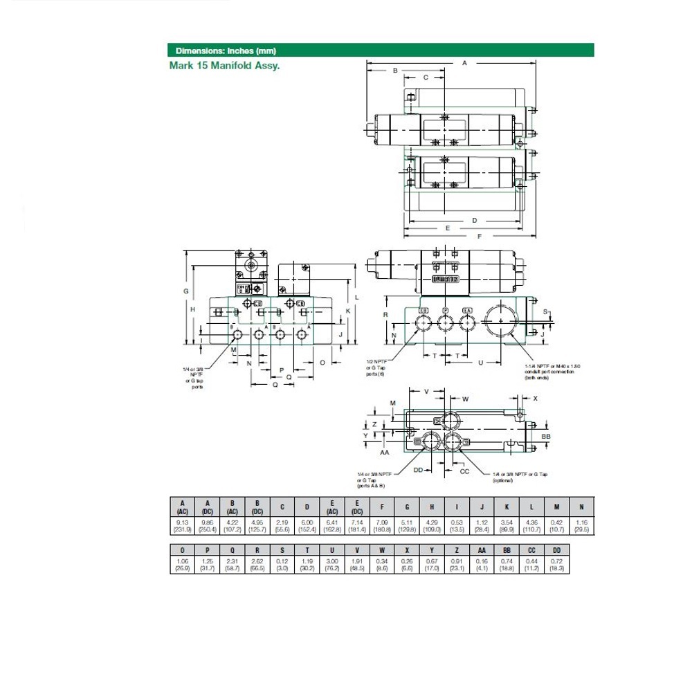 153SA416K000030 NUMATICS/AVENTICS SOLENOID VALVE/MANIFOLD MK15 SERIES 4/2 SPR RTN 120VAC 3/8" NPT, AUX INLET