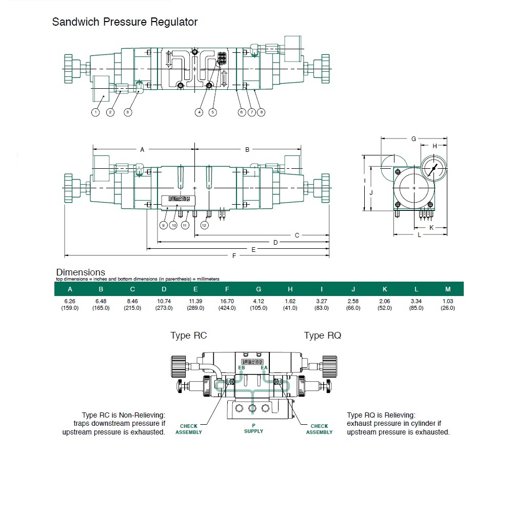 554RC100JP00000 NUMATICS/AVENTICS SANDWICH REGULATOR MK55,SPA55 SERIES DUAL PR/NRC 10-130PSI