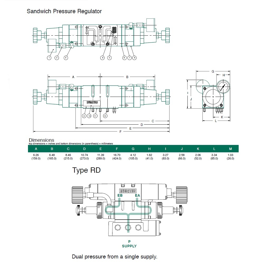 554RD400JP00000 NUMATICS/AVENTICS SANDWICH REGULATOR MK55,SPA55 SERIES DUAL PR 5-60PSI