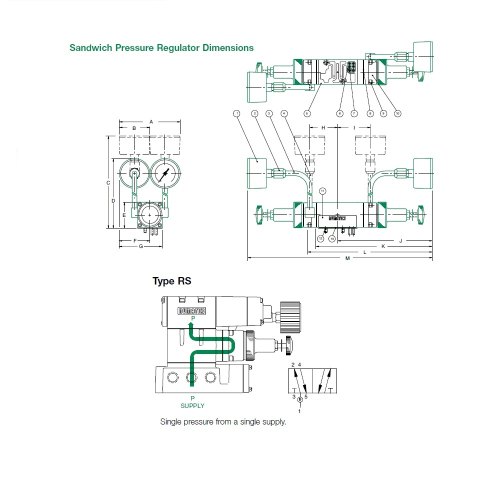 081RS100U016W00 NUMATICS/AVENTICS SANDWICH REGULATOR MK8 SERIES SGL PR 10-130PSI, TFG, LONG RECP