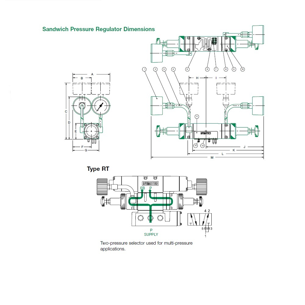 081RT100J012H00 NUMATICS/AVENTICS SANDWICH REGULATOR MK8 SERIES 2 PR SEL 10-130PSI, NO GAUGE