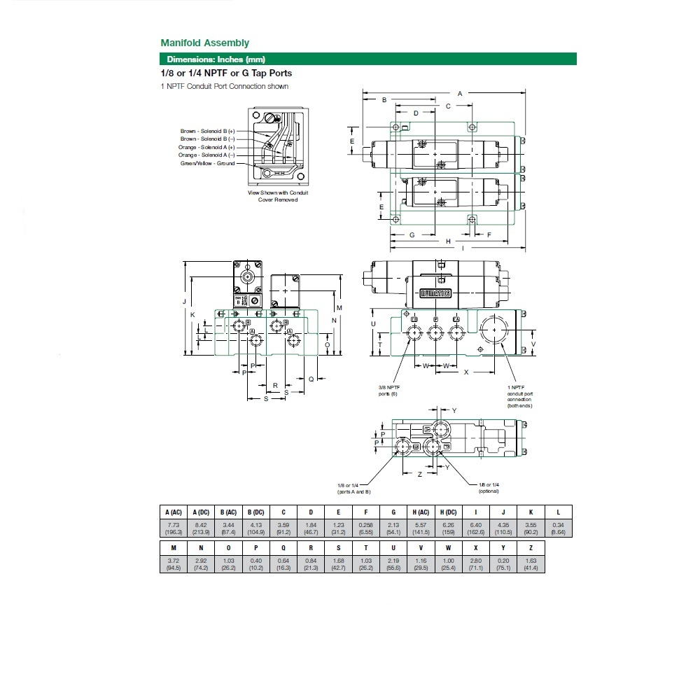 082SS415K019M30 NUMATICS/AVENTICS SOLENOID VALVE/MANIFOLD MK8 SERIES 4/2 DETENT 120VAC 1/4" NPT, TRM BLK