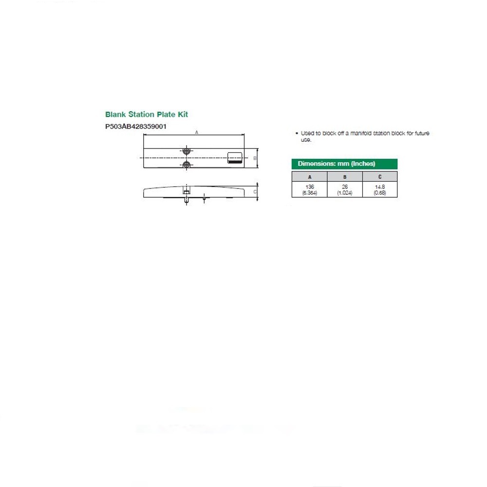 P503AB428359001 NUMATICS/AVENTICS BLANK PLATE 503 SERIES