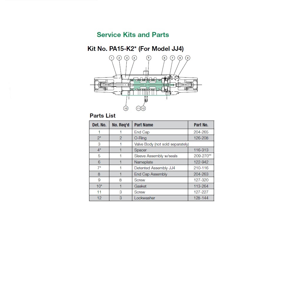 PA15-K2 NUMATICS/AVENTICS VALVE REPAIR KIT PA15 SERIES (JJ4) DOUBLE AIR PILOT