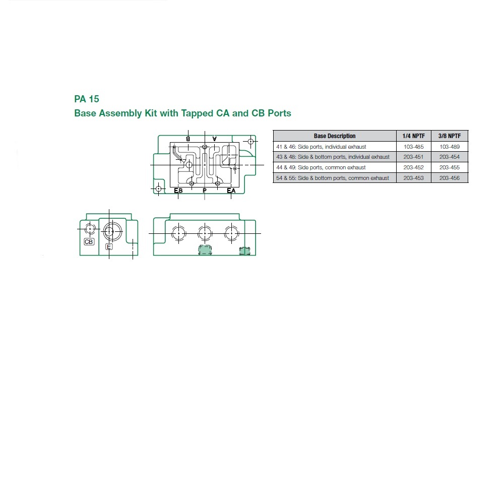 203-454 NUMATICS/AVENTICS VALVE BASE PA15 SERIES 1/4" NPT S/B PORTS (43/48)