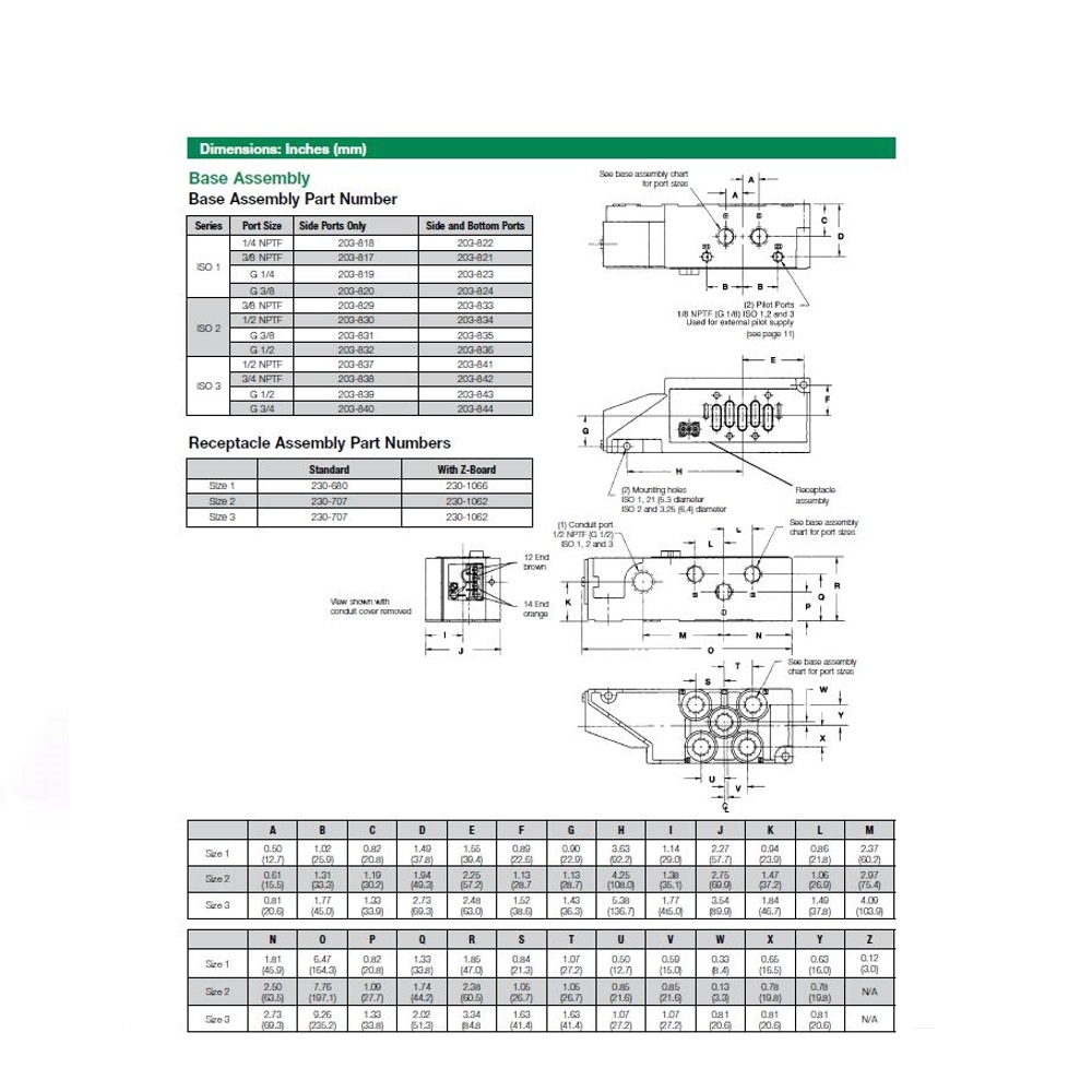 203-820 NUMATICS/AVENTICS VALVE BASE ISO1 SERIES 3/8" G SIDE PORTS (3A/3C)