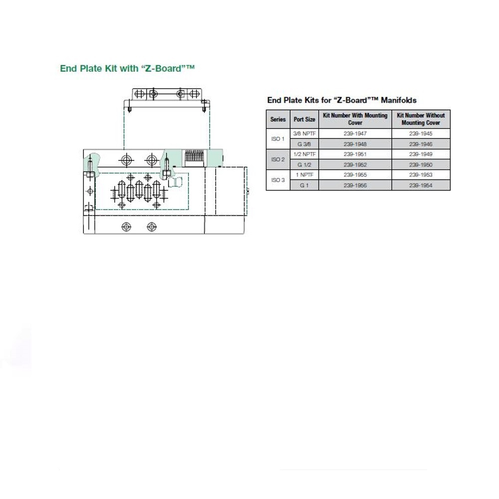 239-874 NUMATICS/AVENTICS END PLATE KIT ISO2 SERIES 1/2" NPT, COMMON EXHAUST (HARDWIRED)