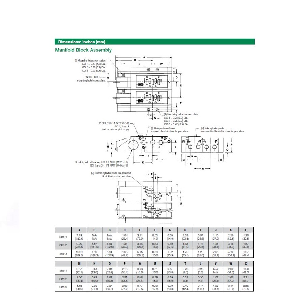 239-2137 NUMATICS/AVENTICS MANIFOLD BLOCK ISO2 SERIES 1/2" NPT S/B PORTS SZB (Z1)