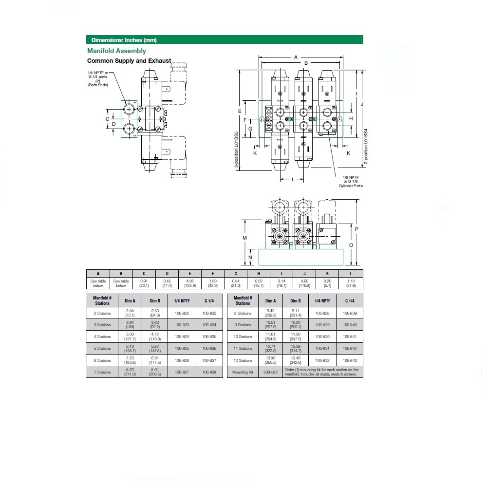 106-830 NUMATICS/AVENTICS MANIFOLD L01 SERIES 10 STATION 1/4" NPT