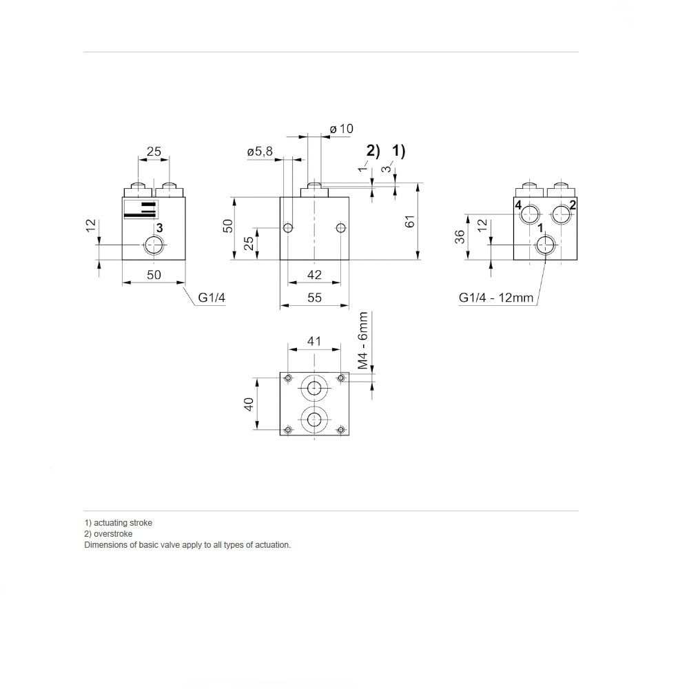 0820401001 NUMATICS/AVENTICS MECHANICAL VALVE AP SERIES 4/2 SPR RTN 1/4" G (PLUNGER)