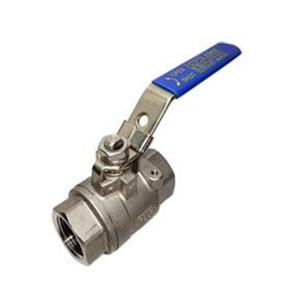 SSV-100 MIDWEST STAINLESS STEEL BALL VALVE 1" NPT FEMALE, LOCK LEVER HANDLE, 2000PSI