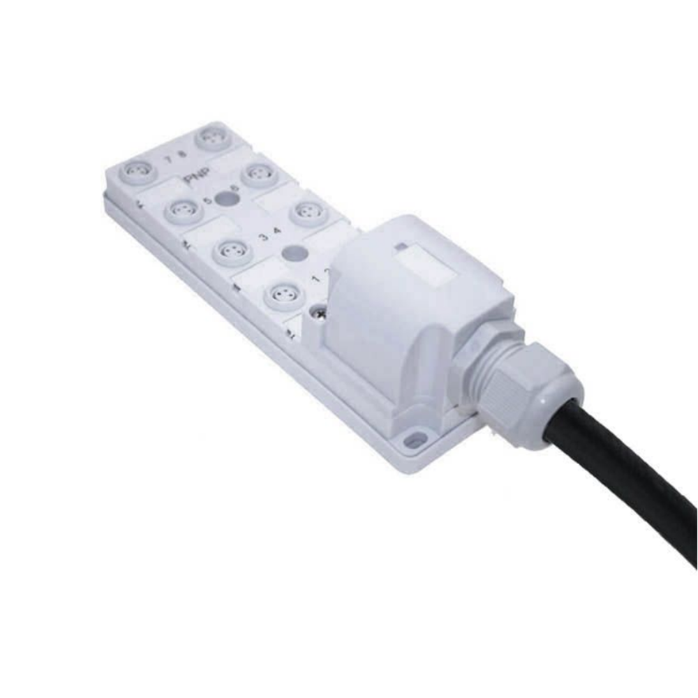 MENCOM JUNCTION BLOCK 8-3 PIN M12 / 5M SIDE PUR BK 60VAC/DC PNP LED