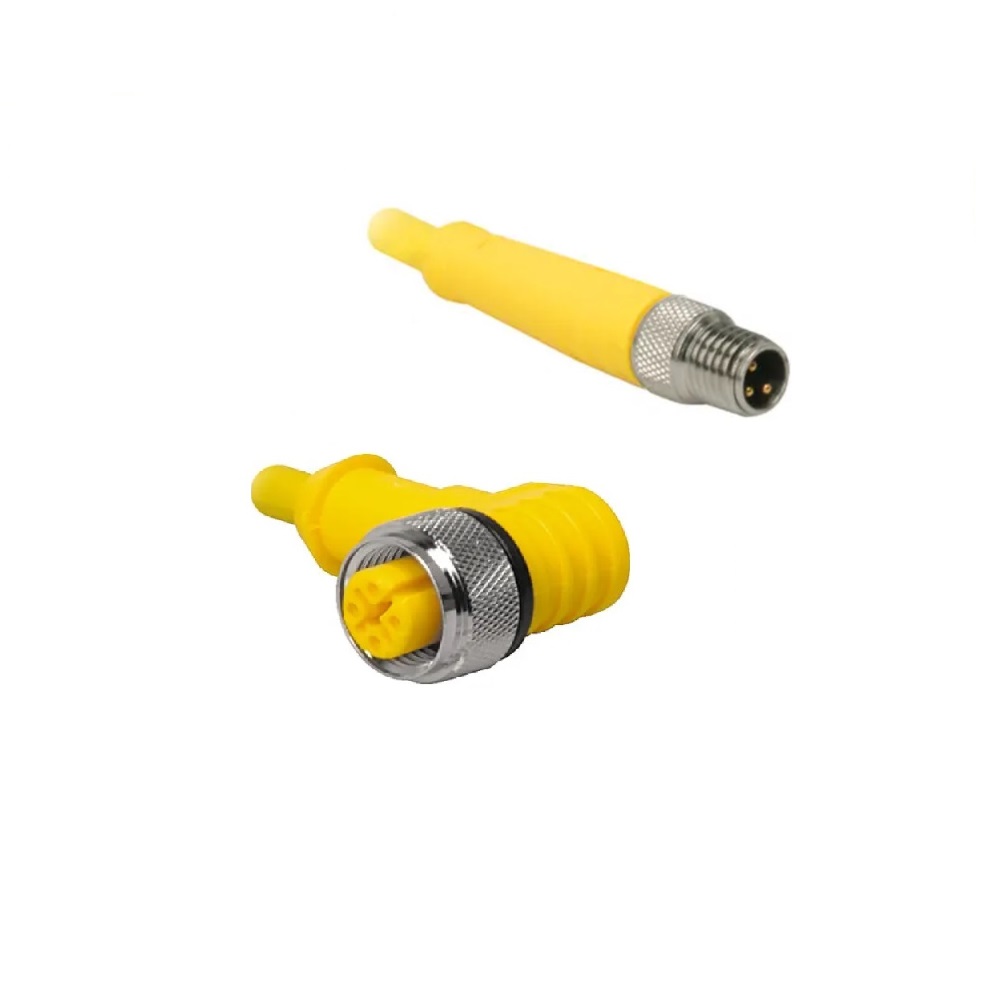 TURCK CORDSET 3 PIN M12/M8 F/M STR/ELB 0.4M PVC YE 20AWG 250VAC/DC