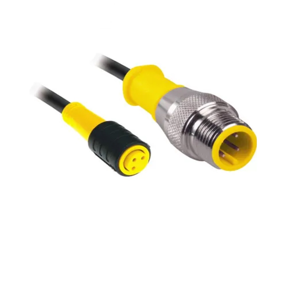 TURCK CORDSET 3 PIN M12/M8 M/F STR 2M PVC YE 24AWG 125VAC/DC