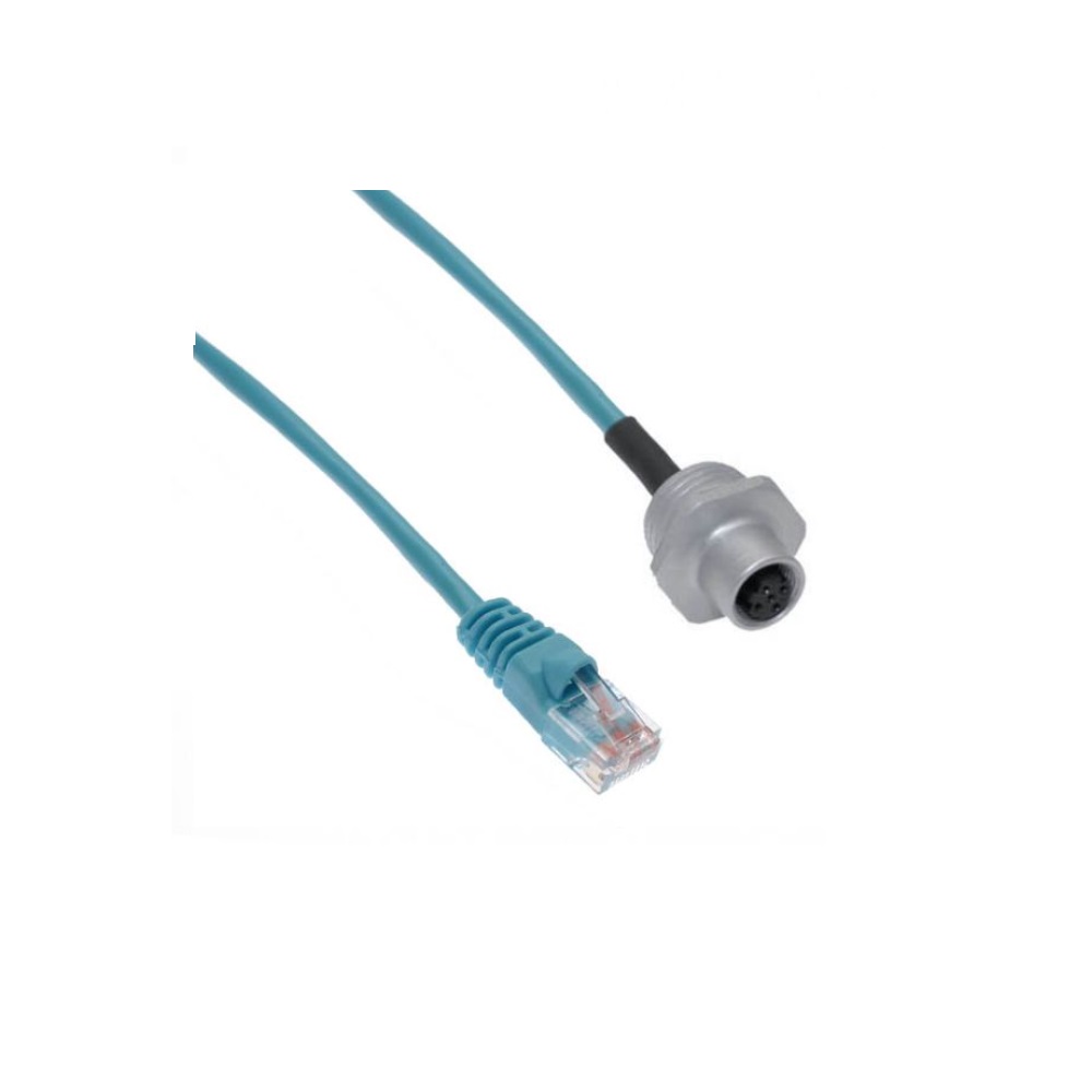MENCOM ETHERNET CORDSET 4 PIN M12/RJ45 F/M STR 2M PVC TEAL HI-FLEX 24AWG 60VAC/DC