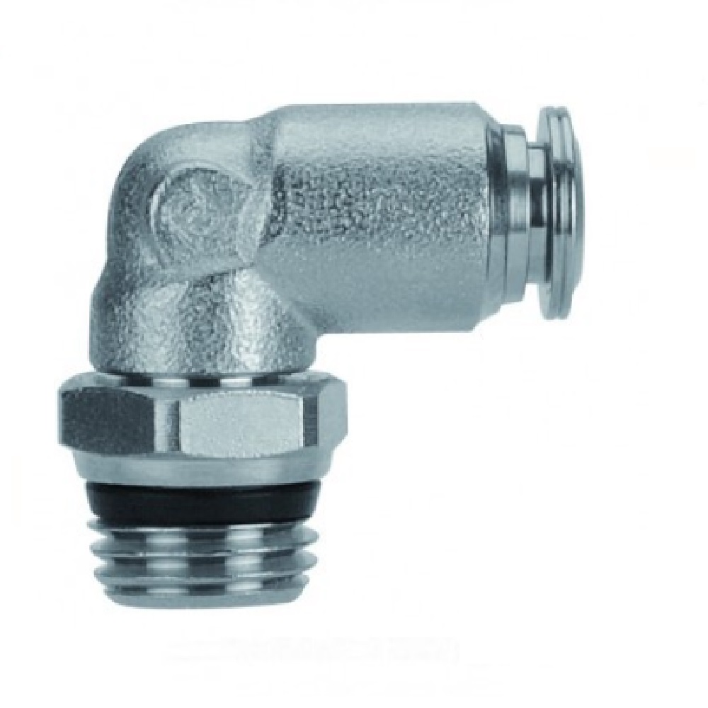 AIGNEP NP BRASS PUSH-IN FITTING 10MM TUBE X 1/2" UNIV MALE SWIVEL ELBOW