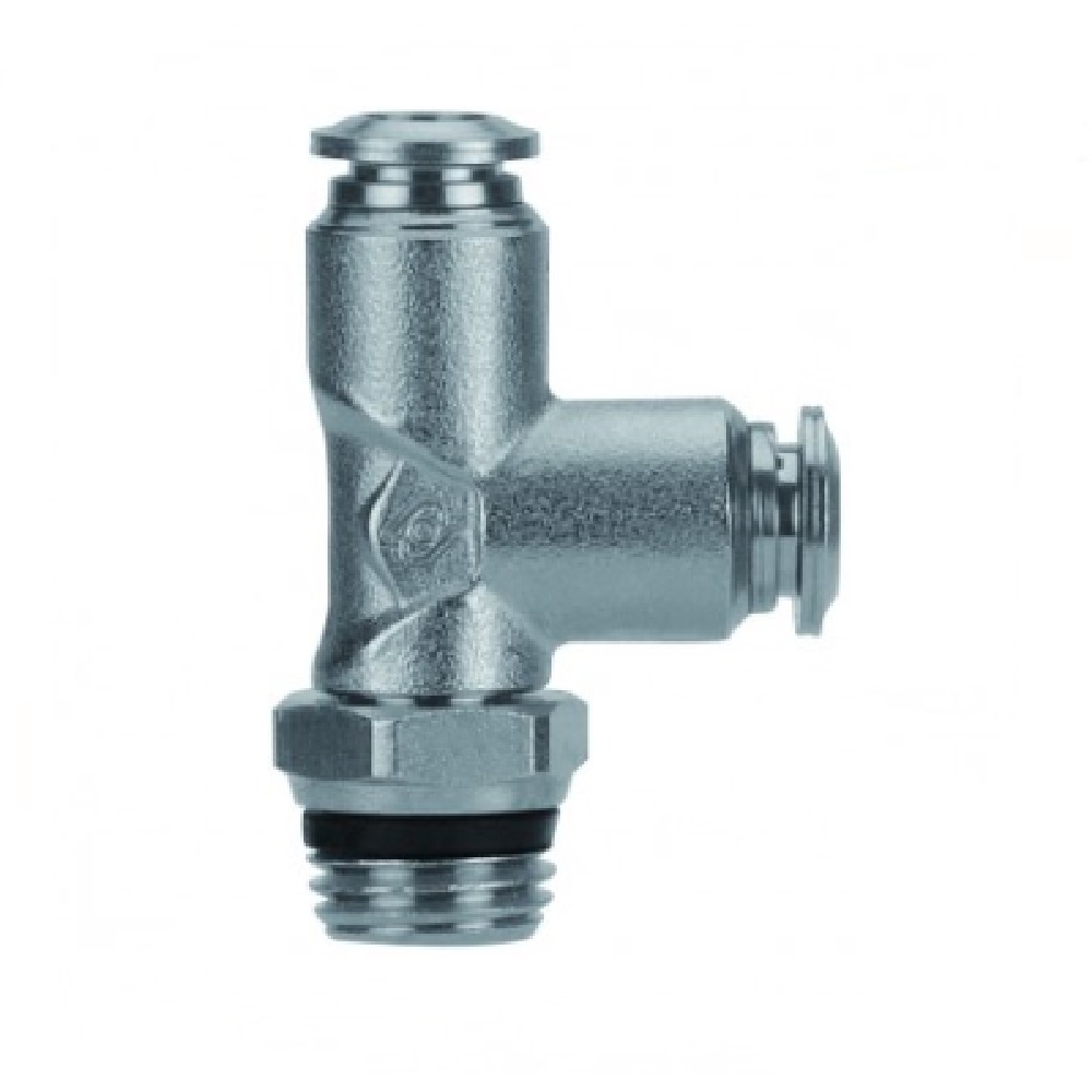AIGNEP NP BRASS PUSH-IN FITTING 10MM TUBE X 1/2" UNIV MALE SWIVEL RUN TEE