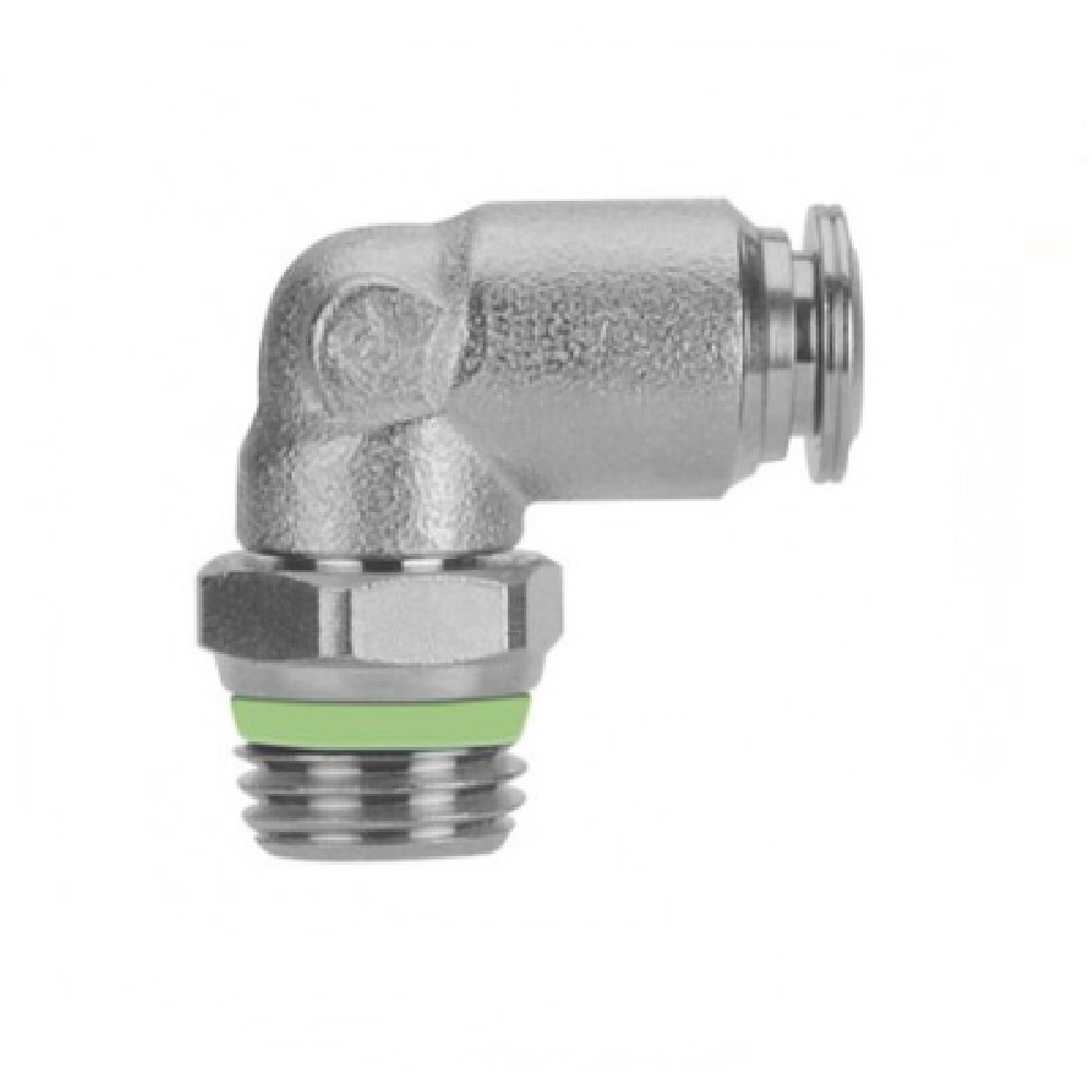 AIGNEP STAINLESS STEEL PUSH-IN FITTING 1/4" TUBE X 1/4" UNIV MALE SWIVEL ELBOW