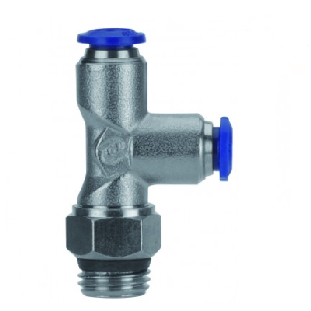 AIGNEP NP BRASS PUSH-IN FITTING 5/32" TUBE X 1/4" NPT MALE SWIVEL RUN TEE