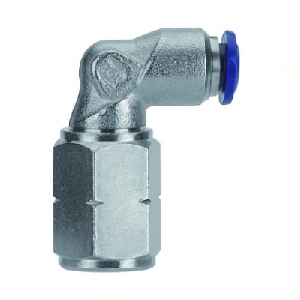 AIGNEP NP BRASS PUSH-IN FITTING 1/4" TUBE X 1/4" NPT FEMALE SWIVEL ELBOW
