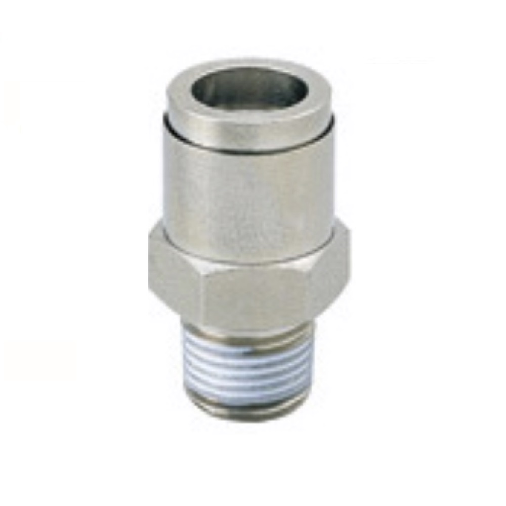 PISCO BRASS PUSH-IN FITTING 10MM TUBE X 3/8" BSPT MALE (SPLATTER PROOF)