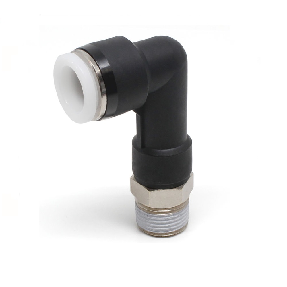 PISCO PLASTIC PUSH-IN FITTING 1/2" TUBE X 1/4" NPT MALE EXT ELBOW