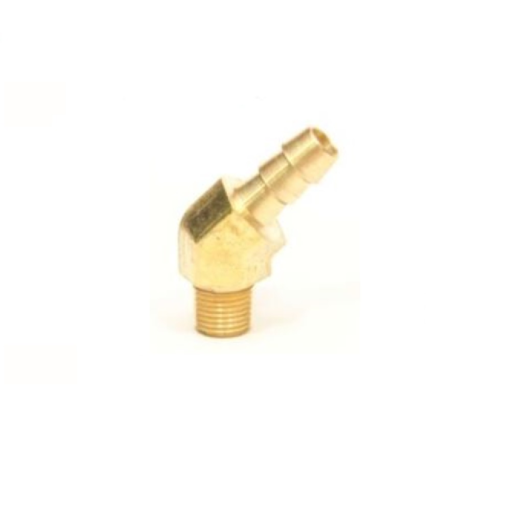 MEM-CO BRASS FITTING 1/16" NPT MALE X 3/16" BARB 45DEG ELBOW