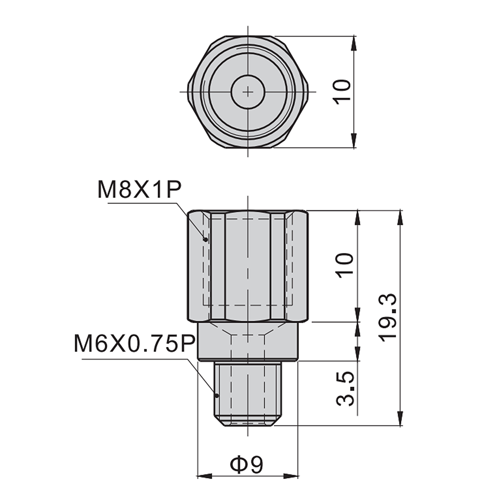 AIRTAC LINEAR RAIL PARTS BEARING GREASE STRAIGHT NIPPLE M6 TO M8, FOR BEARING SERIES 20, 25, 30, &amp; 35