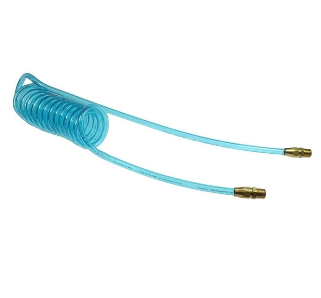 COILHOSE COIL PU 3/8" X 1/4" 12.5' WL TRANS BLUE W/1/4" FITTINGS