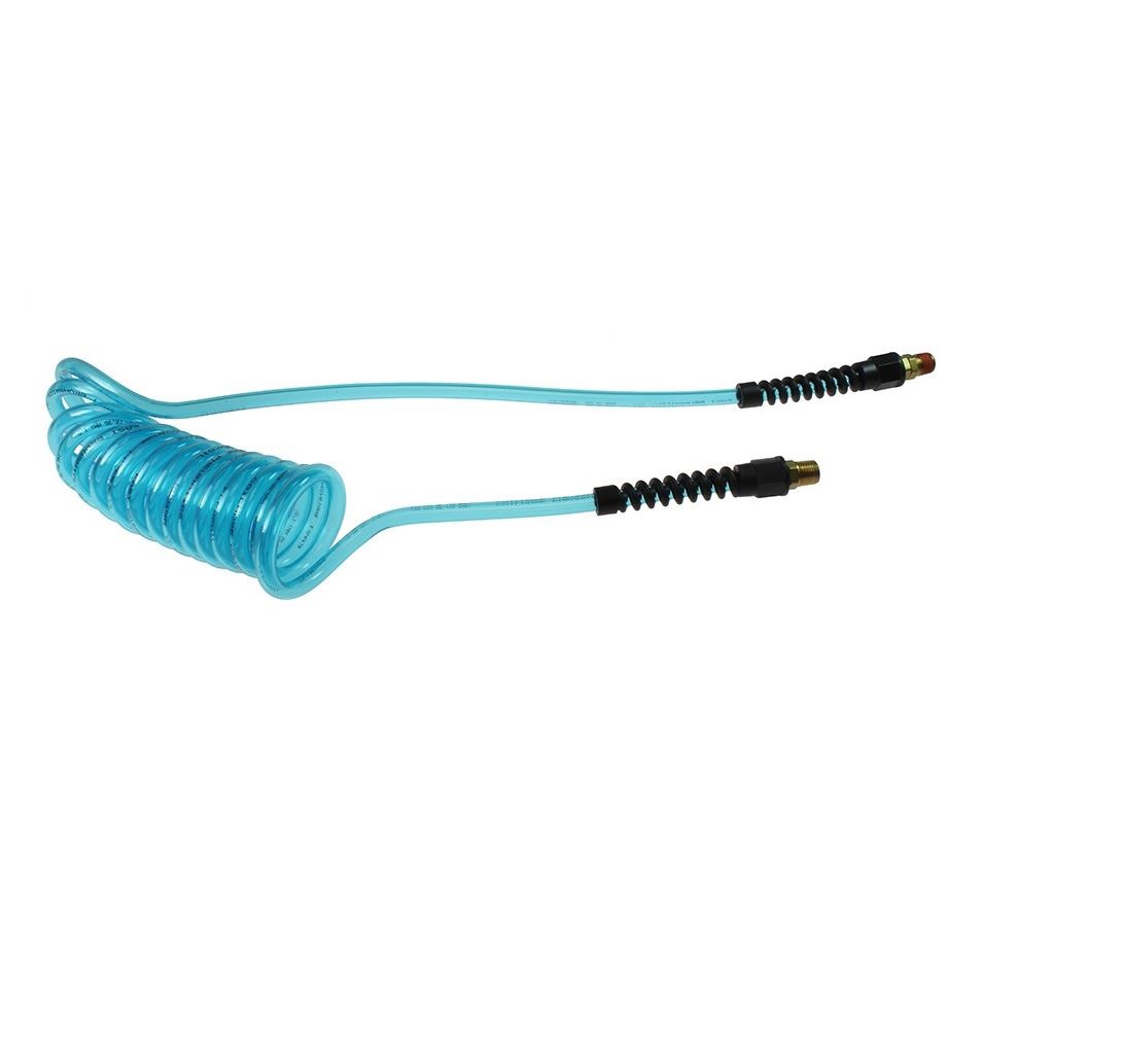 COILHOSE COIL PU 9/16" X 3/8" 8 1/2' WL TRANS BLUE W/3/8" FITTING