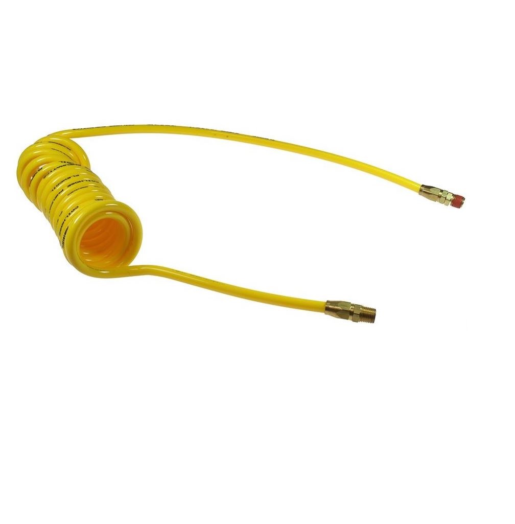 COILHOSE COIL PU 3/8" OD 8' WL YELLOW W/1/4" NPT FTNS (RGD/SWL)