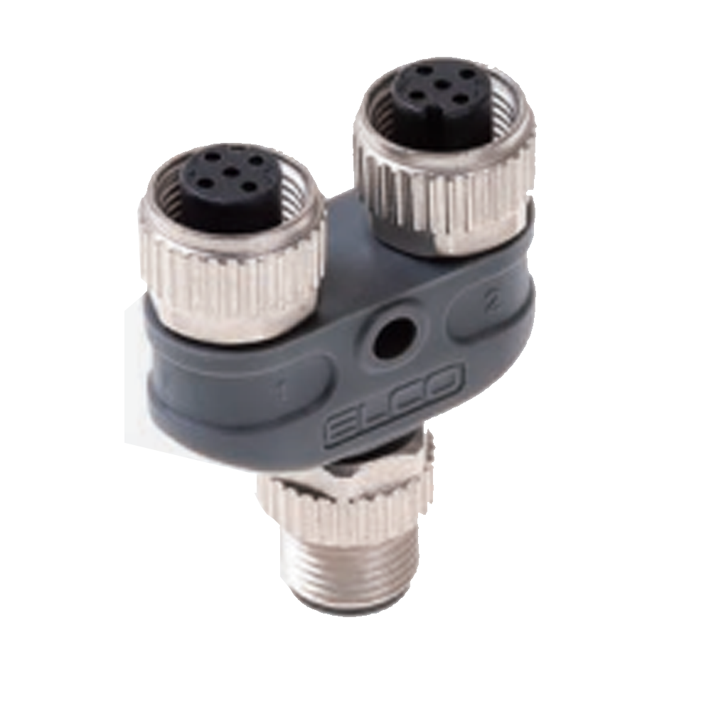 Y COUPLER SINGLE M12 MALE 4 PINS TO DUAL HEAD - M12 FEMALE 4 PINS