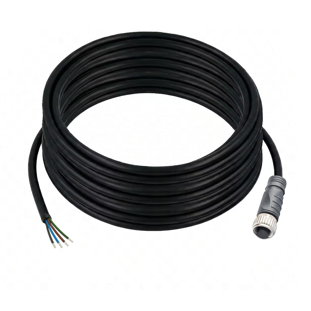 SINGLE ENDED MICRO CABLE, 4 PIN M12 FEMALE STRAIGHT PVC BLACK 22 AWG 10M