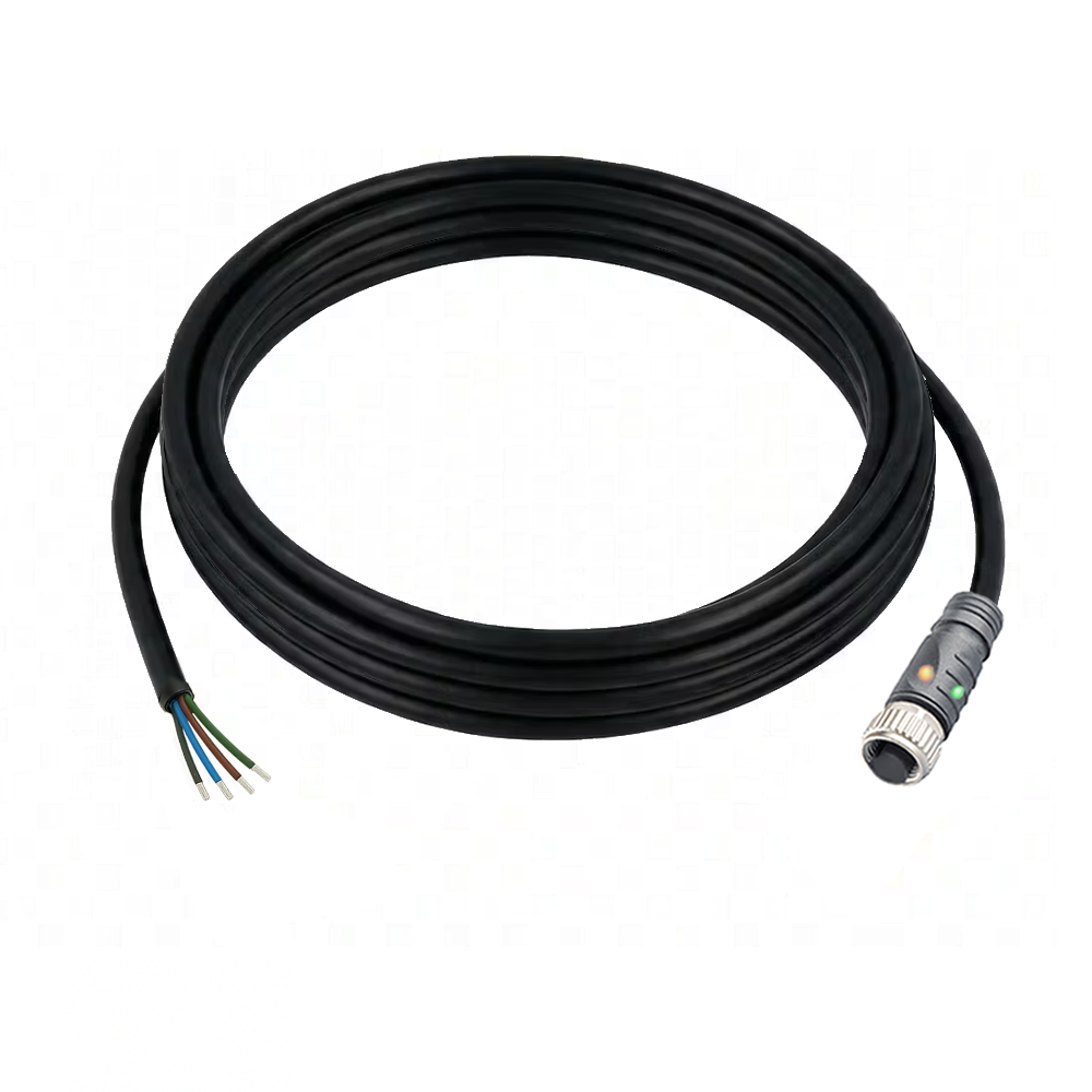 SINGLE ENDED MICRO CABLE, 4 PIN M12 FEMALE STRAIGHT PUR BLACK 22 AWG 3M PNP LED