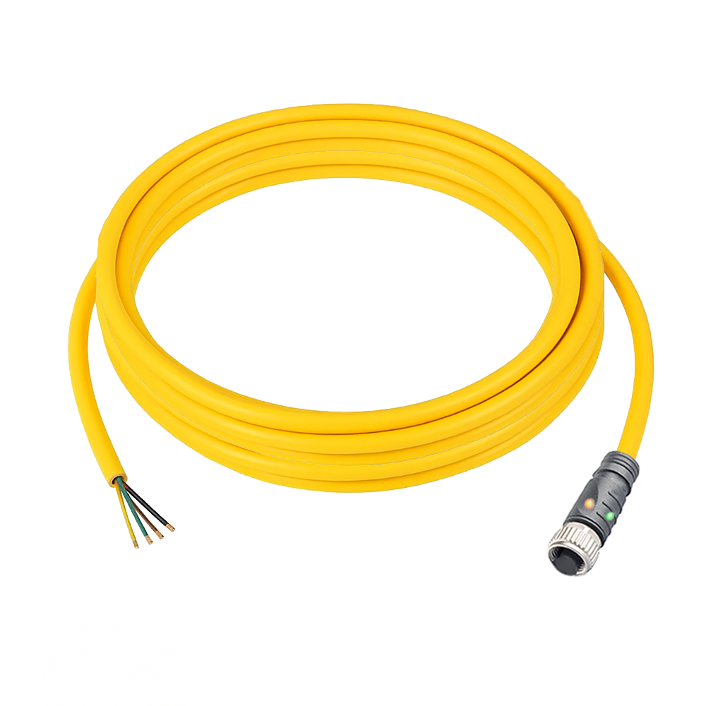 SINGLE ENDED MICRO CABLE, 4 PIN M12 FEMALE STRAIGHT PUR YELLOW 22 AWG 3M PNP LED