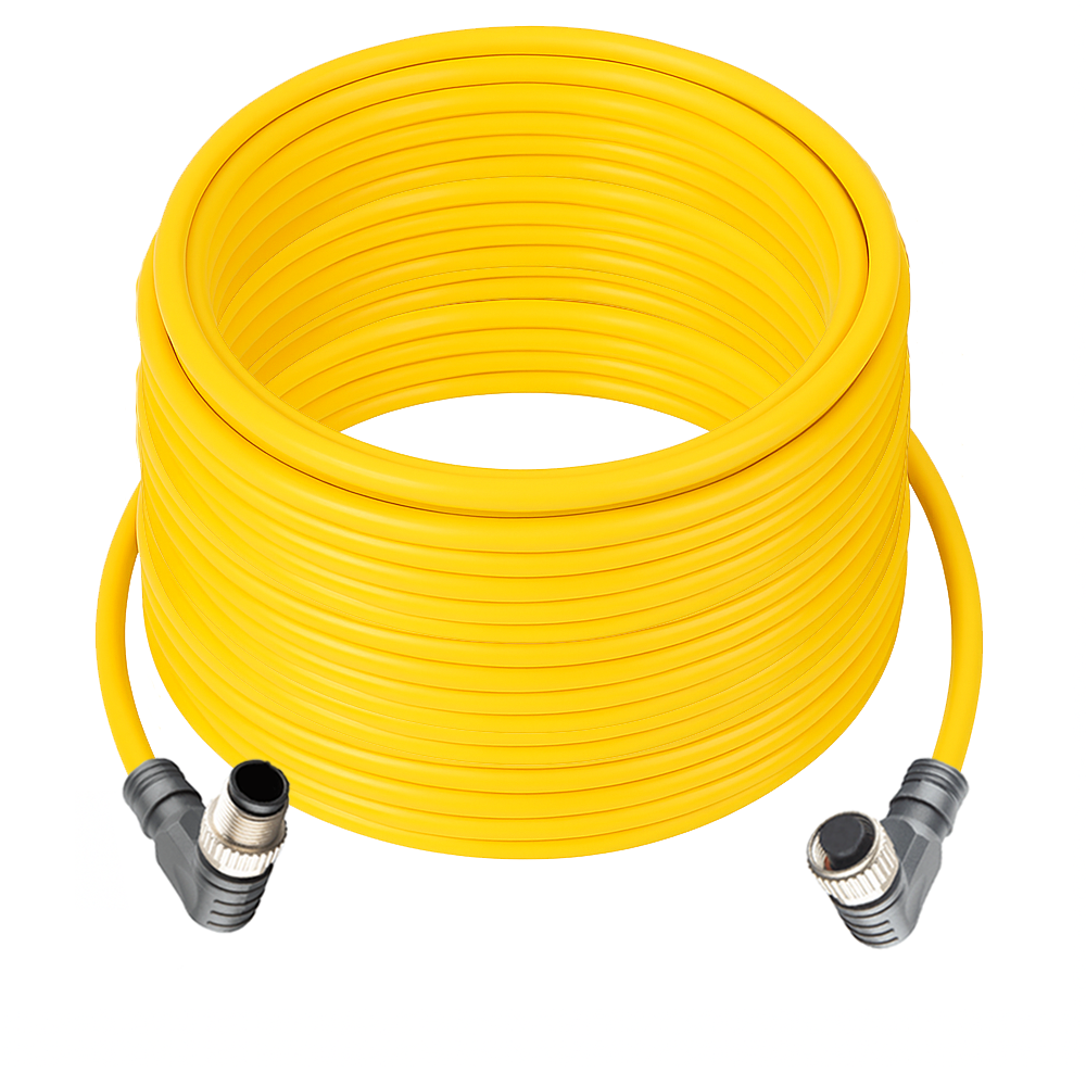 DOUBLE ENDED PATCH CABLE, 4 PIN M12 F/M ELBOW 20M PUR YELLOW 22 AWG