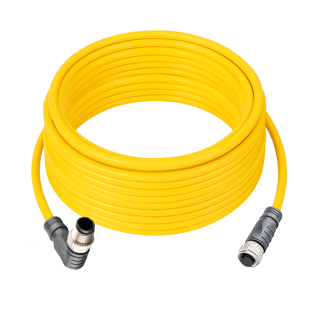 DOUBLE ENDED PATCH CABLE, 4 PIN M12 F/M STR/ELB 10M PUR YELLOW 22 AWG