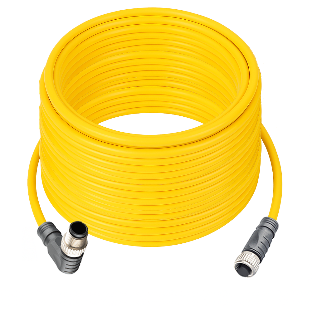 DOUBLE ENDED PATCH CABLE, 4 PIN M12 F/M STR/ELB 20M PUR YELLOW 22 AWG