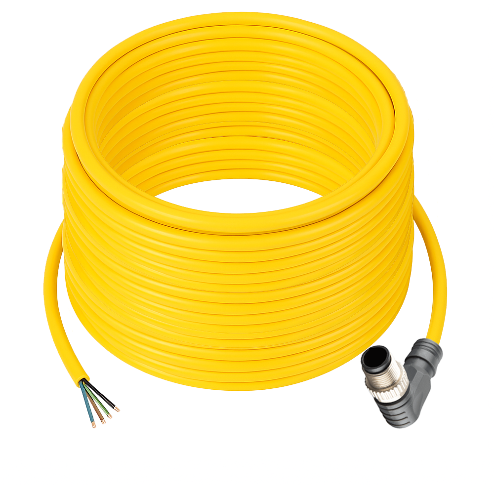 SINGLE ENDED MICRO CABLE, 4 PIN M12 MALE ELBOW PUR YELLOW 22 AWG 20M