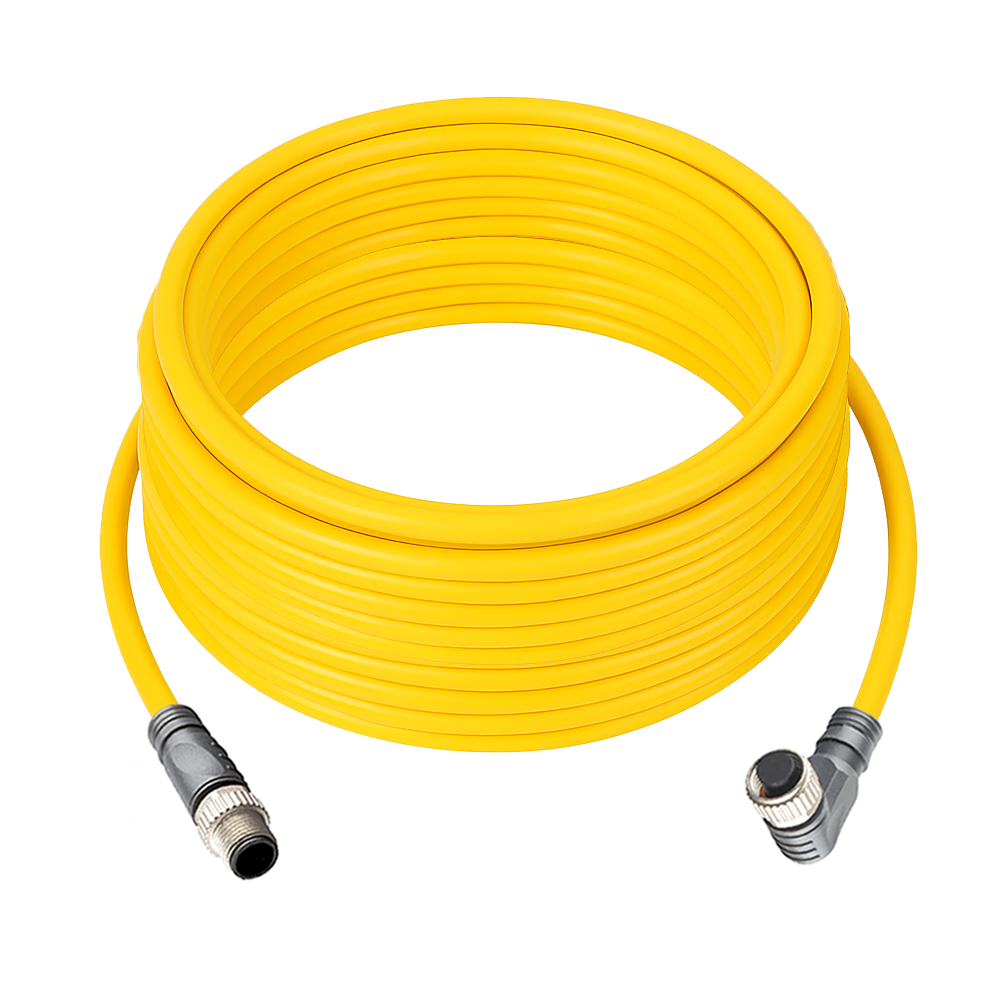 DOUBLE ENDED PATCH CABLE, 4 PIN M12 F/M ELB/STR 10M PUR YELLOW 22 AWG