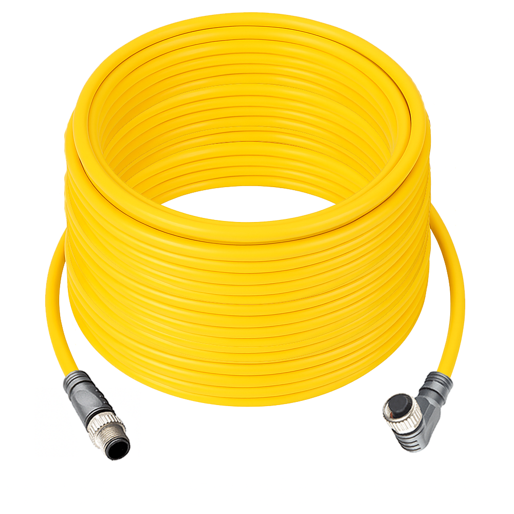 DOUBLE ENDED PATCH CABLE, 4 PIN M12 F/M ELB/STR 20M PUR YELLOW 22 AWG