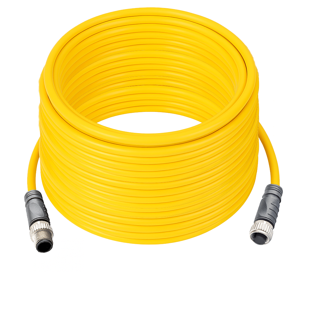 DOUBLE ENDED PATCH CABLE, 4 PIN M12 F/M STRAIGHT 20M PUR YELLOW 22 AWG
